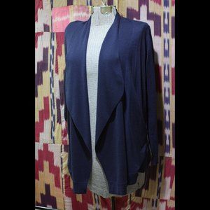 THEORY Navy Blue Wool Silk Blend Open Cardigan